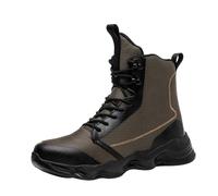 Generisch Men's Work Shoes, Wide Rain Boots, Plain Non-Slip Platform, Spring Winter Anti-Work Shoes with High Tips, Casual Shoes, Green, 4 UK