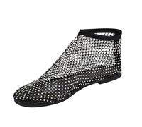 Generisch Mesh Ankle Boots Women's Sparkling Shoes Mesh Seam Short Boots Women Breathable Fishnet Boots Casual Fashionable Ankle Boots Low Heel Women's Boots Slip On Boots with Gemstones, black, 8 UK