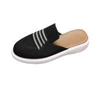Generisch Mesh Breathable Flat Women's Slippers, Casual Shoes, Women's Trainers, Plain Non-Slip Flat Platform, Slip-On, Soft Walking Shoes, Outdoor Sports Shoes, black, 6 UK