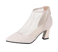 Generisch Mesh Dance Boots with Open Toe Ankle Boots Latin Dance Boots for Women Zip Comfortable Breathable Shoes Suitable for Party Dance Slip On Boots, brick red, 7 UK