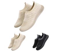 Generisch Mesh Men's Shoes, Breathable Trail Sports Shoes, Slip-On Trainers, Running Trainers, Comfortable Slip-On Shoes, Wide Walking Shoes, Non-Slip Casual Shoes, Hiking, beige, 7 UK