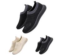 Generisch Mesh Men's Shoes, Breathable Trail Sports Shoes, Slip-On Trainers, Running Trainers, Comfortable Slip-On Shoes, Wide Walking Shoes, Non-Slip Casual Shoes, Hiking, black, 7 UK