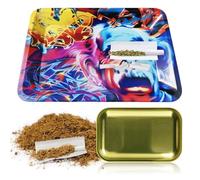 Generisch Metal Rolling Tray for Cigarettes, Compact Rolling Tray with High Gloss Print, 18 x 12.5 cm, Portable Tobacco Rolling Tray, Small, Ideal for Travel, Camping & Gifts -dY8x1