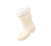 Generisch Mid Rain Boots Women, Rain Shoes for Women, Plain Platform Work Boots, Comfort Black Shoes, Lined Short Rain Boots, Garden Outside Wellington Boots, beige, 8.5 UK