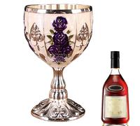 Generisch Mini Goblet Glass Mini Goblet 30ml Zinc Alloy Retro Embossed Floral Pattern Elegant Cup | Wine Cabinet Ornaments, Wine Cup for Beer, Cocktail, Whiskey, Retro Ornaments