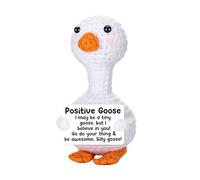 Generisch Mini Goose Positive Animal Message Handmade Crochet Preschool College Graduation Gift for Girls Women Birthday Friends (White, 10 cm)