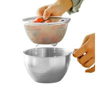 Generisch Mixing Bowls with Sieves - Stainless Steel Mixing Baskets with Handle, Cafe Pub Dining Bowls, Strainer Set for Food Preparation | For Kitchen, Home, Apartment, Farmhouse, Dining Room, Cafe