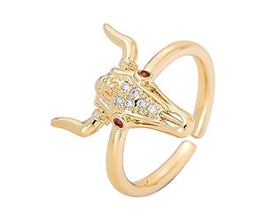 Generisch Mobile Rings Ring Women's Popular Hand Jewellery with Bull Head Ring Opening Adjustable Ring The Rings Return, one size, Copper, No Gemstone