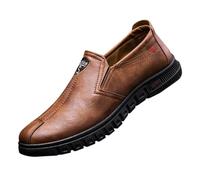 Generisch Moccasin Men's Leather Shoes Summer Soft Sole Breathable Business Shoes Plain Leather Business Comfortable Casual Shoes Soft Non-Slip Formal Shoes 39-44, brown, 8.5 UK