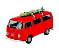 Generisch Model Car Compatible with Volkswagen T2 Red with Surfboard Bus Transporter 1967-1979 1/34-1/39 Metal Model Car Die Cast New in Box 42347