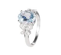 Generisch Model Making The Rings Oval Aquamarine Engagement Ring Women's Ring Gift for Her Marigold Extract, 10, Metal, No Gemstone