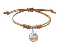 Generisch MOM Love Hand Rope Length Two Way Adjustable Bracelet with Crystal Pendant Mother's Day Gift Bracelets Couple Vibration, one size, Alloy Steel, No Gemstone