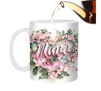 Generisch Mom Masse, Mom Coffee Mug - Ceramic Mother Day Coffee Mug, Elegant Floral Pattern Appreciation Tea Cup for Tea Lovers Daughter Son New Mothers Female