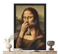 Generisch Mona Lisa Bathroom Poster - Funny Humorous Wall Art Toilet Pinch Nose Picture | Whimsical Vintage Home Decoration for Washroom, Dorm, Office, Apartment, Living Room