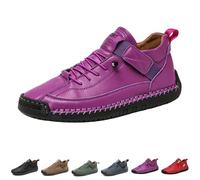 Generisch Montela Women's Trainers 2026 Leather Shoes Orthopaedic Comfortable Pain-Free Breathable Waterproof Supportive Barefoot Shoes with Fastening for Everyday Outdoor Leisure Sports, 1 x Purple