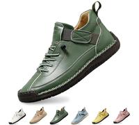 Generisch Montela Women's Trainers 2026 Leather Shoes Orthopaedic Comfortable Pain-Free Breathable Waterproof Supportive Barefoot Shoes with Fastening for Everyday Outdoor Leisure Sports, 3 Green, 8.5