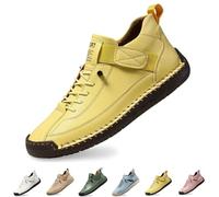 Generisch Montela Women's Trainers 2026 Leather Shoes Orthopaedic Comfortable Pain-Free Breathable Waterproof Supportive Barefoot Shoes with Fastening for Everyday Outdoor Leisure Sports, 3 Yellow, 10