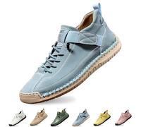 Generisch Montela Women's Trainers 2026 Leather Shoes Orthopaedic Comfortable Pain-Free Breathable Waterproof Supportive Barefoot Shoes with Fastening for Everyday Outdoor Leisure Sports, 3 Sky Blue