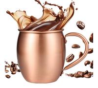 Generisch Moscow Mule Copper Mug, Handmade 530 ml Hammered Drinking Vessels, Hammered Copper Cups - for Kitchen, Home Bar, Drinking Water, Tea, Beer, Cocktail and Drinks