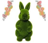Generisch Moss Rabbit, Artificial Moss Flocked Rabbit Sculpture, Cute Cartoon Animal Figure, Art Interior, Desk Bunny Ornaments, Large Animal Sculpture for Living Room Home Decoration
