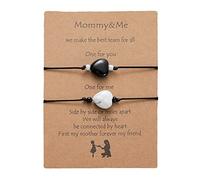 Generisch Mother Daughter Parent-Child Creative Set Stone Card Natural Bracelet 2-Piece European American Heart Shaped Bracelet Q Wander, one size, Stone, No Gemstone