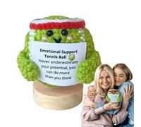 Generisch Motivational helper plush, crochet yarn with motif saying, positive yarn ball with inspirational quotes for stress management, for home accessories and workplace