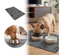 Generisch Mud Feeding Mat, Super Absorbent, Non-Slip, Cleaning Design, Cat Bowl Mat, Protective Pad for Dogs, Cats, Indoor (Grey, 40 x 60 cm)