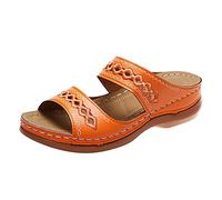 Generisch Mules, Women's Leather Footbed, Breathable Slippers, Women's Platform Sandals, Comfortable Slippers, Non-Slip Summer Flip Flops, Women's Mules, Summer Slippers with Arch Support, Z1 Orange
