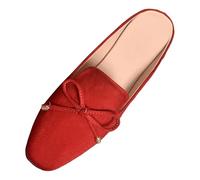Generisch Mules Women's Slippers Casual Elegant Summer Sandals Front Closed Back Open Flat Slippers Summer Non-Slip Leisure Suede Look Casual Shoes Loafers, red, 8.5 UK