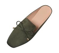 Generisch Mules Women's Slippers Casual Elegant Summer Sandals Front Closed Back Open Flat Slippers Summer Non-Slip Leisure Suede Look Casual Shoes Loafers, Green, 5 UK
