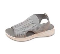 Generisch Mules Women's Trendy Women's Open Toe Sandals for Everyday Wear Breathable Mesh Upper and Comfortable Flat Sole for Summer Outfits, gray, 9 UK