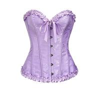 Generisch Multicolor Lace Corset Top Bust Hold Waist Tight Corset Belly Rubber Bone Primed Body Shaping Clothes Bodysuit Women Long Sleeve Lace, purple, S