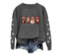Generisch My Orders Show Christmas Plus Size Long Sleeve Crew Neck Sweatshirt for Women with Chicken Print Lightweight Loose Sweatshirt Top Without Men, darkgray, XL