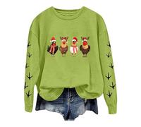 Generisch My Orders Show Christmas Plus Size Long Sleeve Crew Neck Sweatshirt for Women with Chicken Print Lightweight Loose Sweatshirt Top Without Men, Green, S