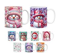 Generisch Natale - Tazze Caffè Ceramica Natale | Con Coperchio Muffin, da 350 ml with Manico Design 3D Pupazzo di Neve per Tè Cioccolata Compleanno Vacanze Ragazze, Tazzaa per le vacanze invernali