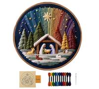 Generisch Nativity Scene Embroidery Kit - 15 x 15 cm Christmas Needle Set for Creative Crafts, Stamp Design with Adults with Exercise Function, Stitch Kit for Festival, Halloween, Housewarming