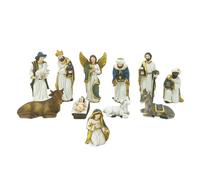 Generisch Nativity Scene Set, 11 Pieces, Christmas Scene Ornament, Durable Resin with Realistic Finish, Jesus Mary Joseph Baby Figures, Religious Catholic Decoration for Indoor Table Fireplace
