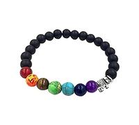 Generisch Natural Bracelet Stainless Steel Stackable Round Balancing Rings Width Beads Connected Small Bracelet Rings, one size, Stone