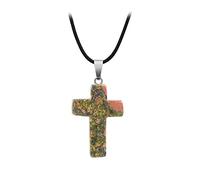 Generisch Natural Stone Cross Necklace Pendant Colour Pattern Rough Crystal Necklace Celtic Cross Pendant, Stone, No gemstone