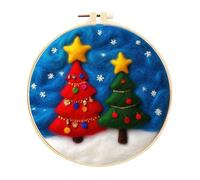 Generisch Needle Felting Set - 20 x 20 cm Wool Painting Set | Felt Embroidery Set for Beginners - Creative Hedgehog Christmas Tree Craft Accessories | DIY Art Projects as a Gift