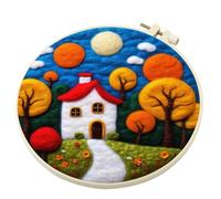 Generisch Needle Felting Set - 20 x 20 cm Wool Painting Set | Felt Embroidery Set for Beginners - Creative Hedgehog Christmas Tree Craft Accessories | DIY Art Projects as a Gift