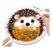 Generisch Needle Felting Set - 20 x 20 cm Wool Painting Set | Felt Embroidery Set for Beginners - Creative Hedgehog Christmas Tree Craft Accessories | DIY Art Projects as a Gift