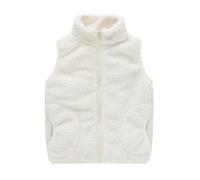 Generisch nen Hoodie Girls Boys Sleeveless Solid Fleece Jacket Zip Up Coat Warm Winter Children's Outerwear Ski Children, White, 4-5 Years