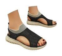 Generisch New Arrivals 2026 Breathable Flat Slip On Sandals with Open Toe Casual Design - The Perfect Summer Walking Shoes, black, 9.5 UK