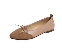 Generisch New Arrivals 2026 Casual Plain Slip On Ballet Flats with Low Shaft Bow - Perfect for Everyday Wear, beige, 8.5 UK