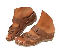 Generisch New Arrivals 2026 Floral Toe Free Sandals for Beach Walks Comfortable Casual Look, brown, 7 UK