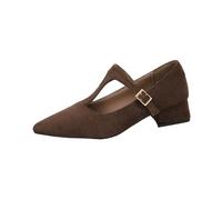 Generisch New Arrivals 2027 Elegant Mary Jane Mid Heel T-Strap Pointed Toe Shoes - Ideal for Any Comfortable Footbed Stylish Modern Design, coffee, 5 UK