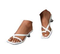 Generisch New Arrivals 2027 Elegant Toe Post Flip Flops with Narrow Strap High Heel for Everyday Wear, White, 6 UK