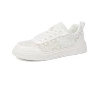 Generisch New Arrivals 2027 Women's Casual Breathable Lace Up Flat Shoes Comfortable Everyday Sneakers for Women Stylish Hollow Design Perfect Jeans, White, 8.5 UK