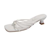 Generisch New Arrivals 2027 Women's Summer Sandals with Decorative Stitching Chunky Heel Open Toe Casual Large Sizes for Beach Trips, White, 9 UK